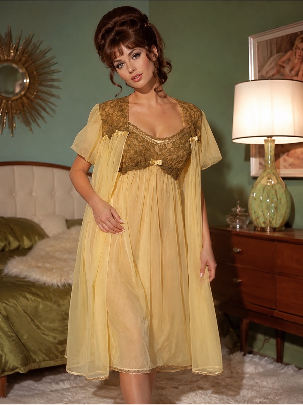 VINTAGE 1960s VANITY FAIR PEIGNOIR SET